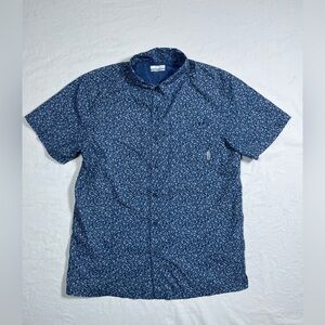 Columbia PFG Omni Shade Medium Blue Nautical Button Down Short Sleeve